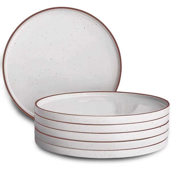 Ceramic Flat Dinner Plates Set of 6