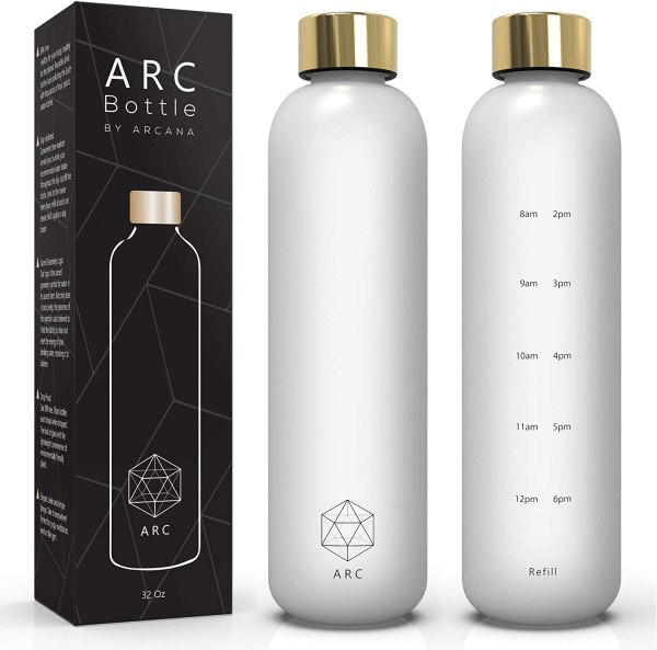 Arc Bottle Water Bottle With Time Marker - Motivational Water Bottles With Times To Drink