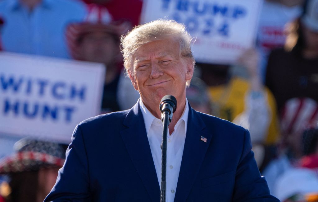 Former US President Donald Trump speaks during a 2024 election campaign rally in Waco, Texas, March 25, 2023.