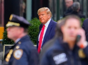 Former U.S. President Donald Trump arrives at Trump Tower on April 03, 2023 in New York City. Trump is scheduled to be arraigned tomorrow at a Manhattan courthouse following his indictment by a grand jury.