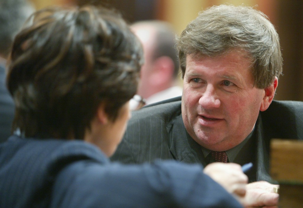 Former House Speaker Rick Johnson talks during a session on Dec. 16, 2003, in Lansing, Michigan.