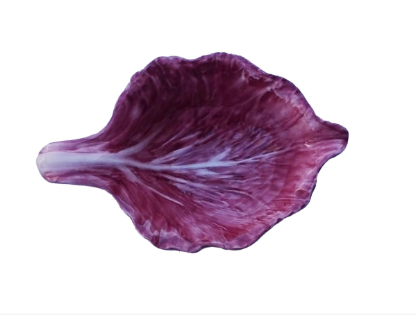 Radicchio Hand Painted Ceramic Aperitivo Leaf Plate