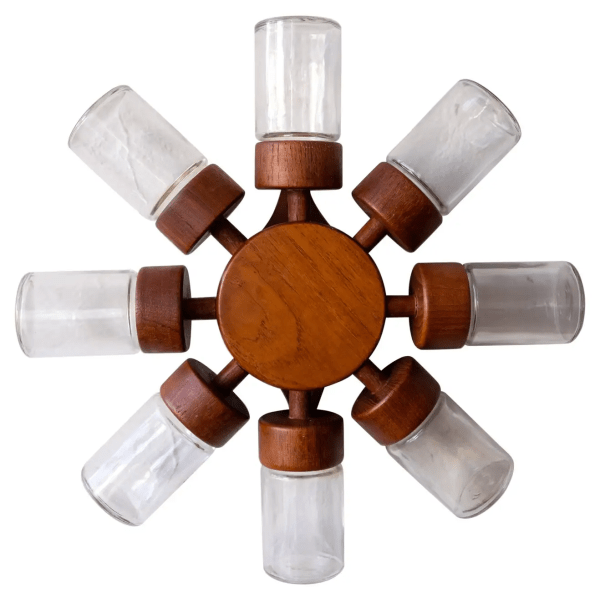 Rotating Danish Modern Teak Spice Rack