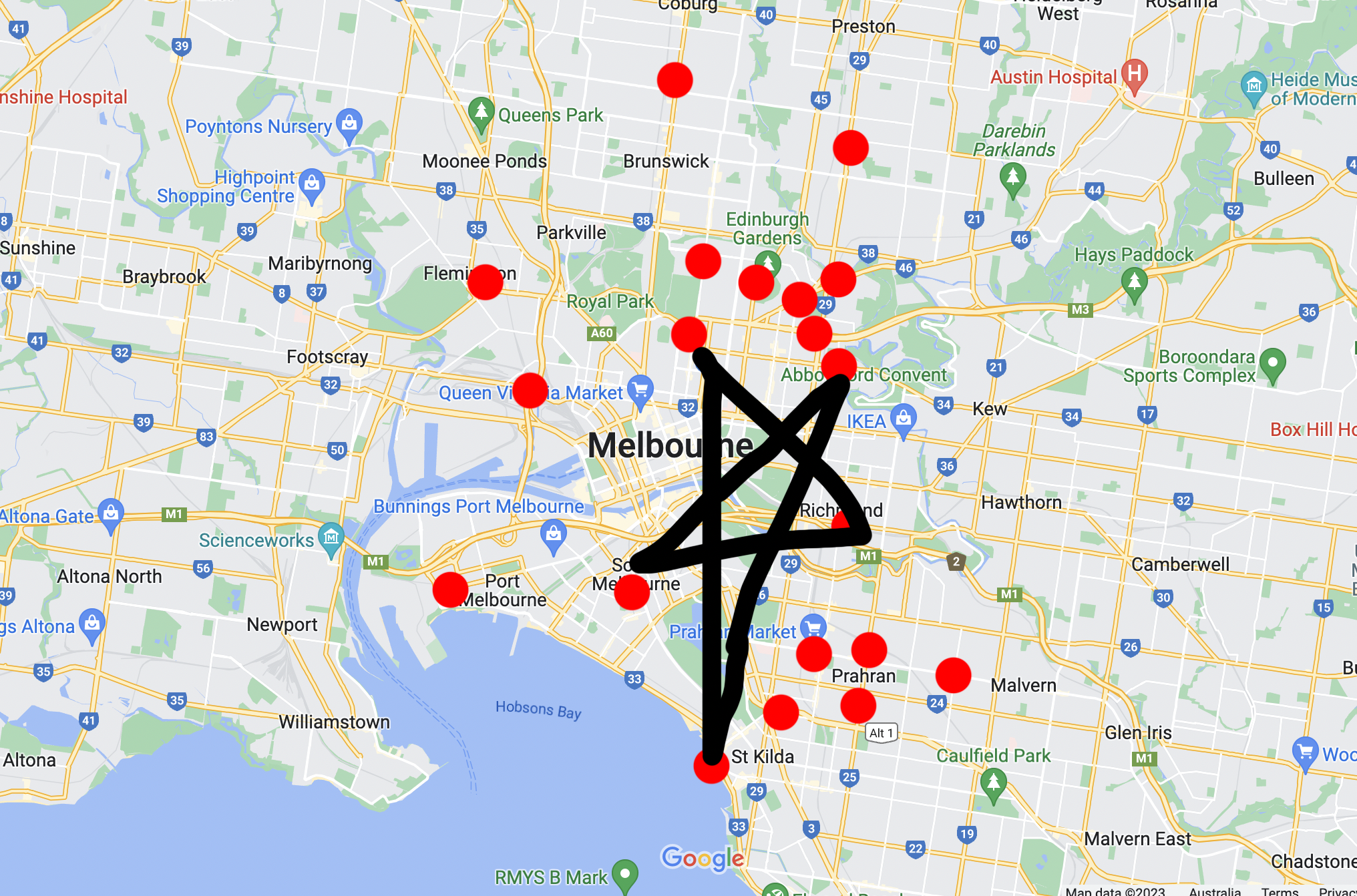 pentagram three of melbourne