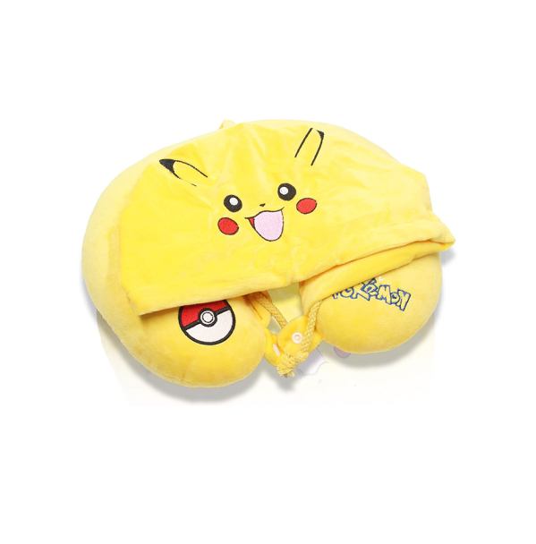 Pikachu Yellow U-Shape Travel Pillow with Hood