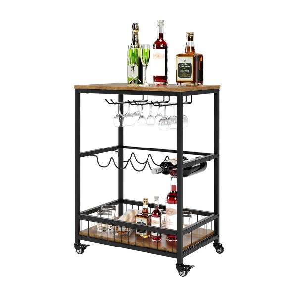 Williston Forge Lex Industrial Wine Rack Bar Cart