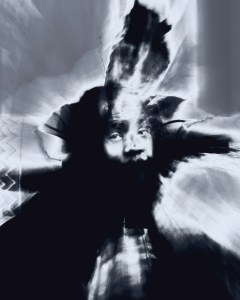 Rapper billy woods' obscured face is in the middle of an abstract, blurry image.