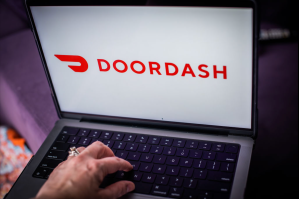 doordash logo on a screen