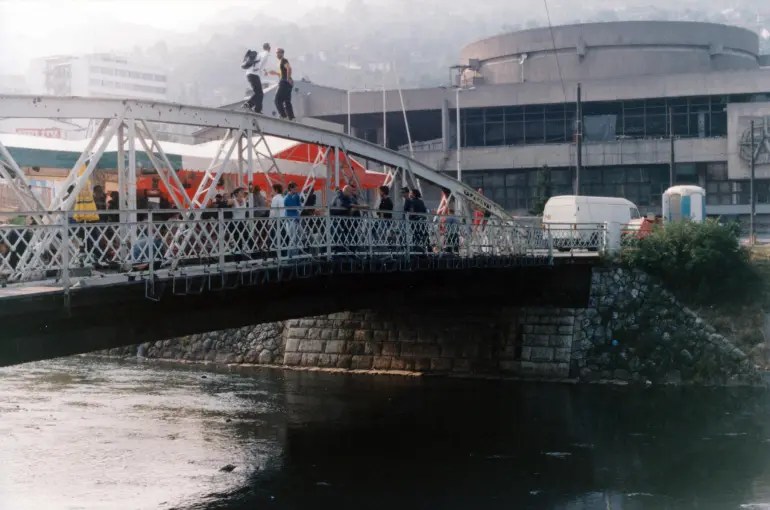 Ravers on a bridge during Futura festival