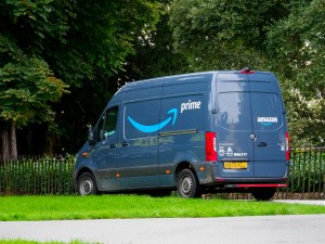 amazon prime van driving away