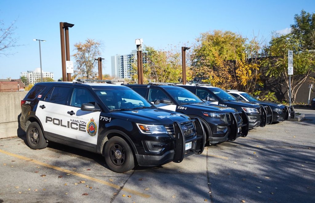 Hamilton police vehicles. Photo via Facebook.