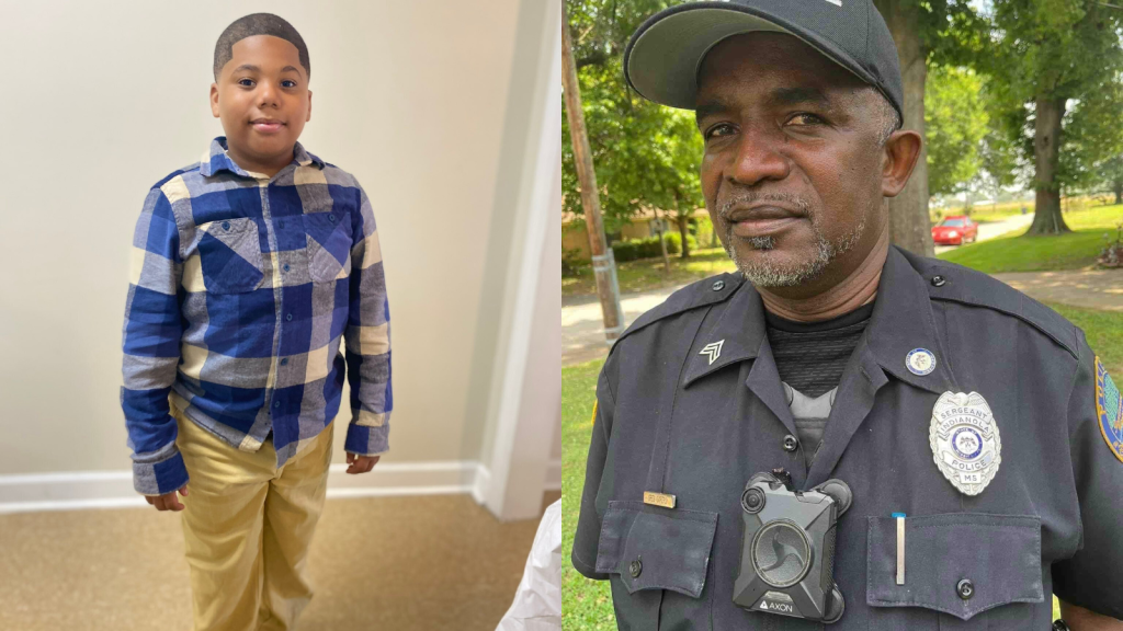 Aderrien Murry (L) was shot by  Indianola police officer Greg Capers (R).