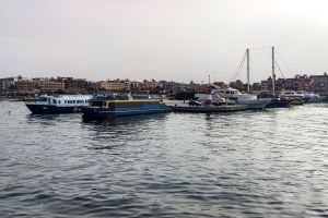 Boats are docked at the Hurghada Marina in Egypt's southern Red Sea resort city of Hurghada