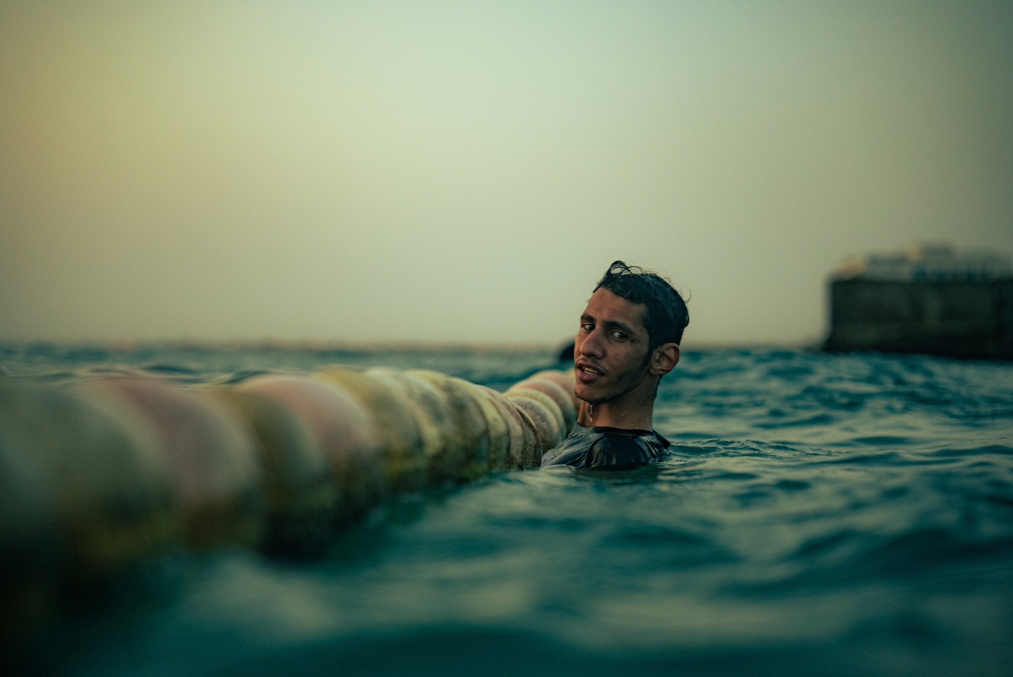 A young man in the sea