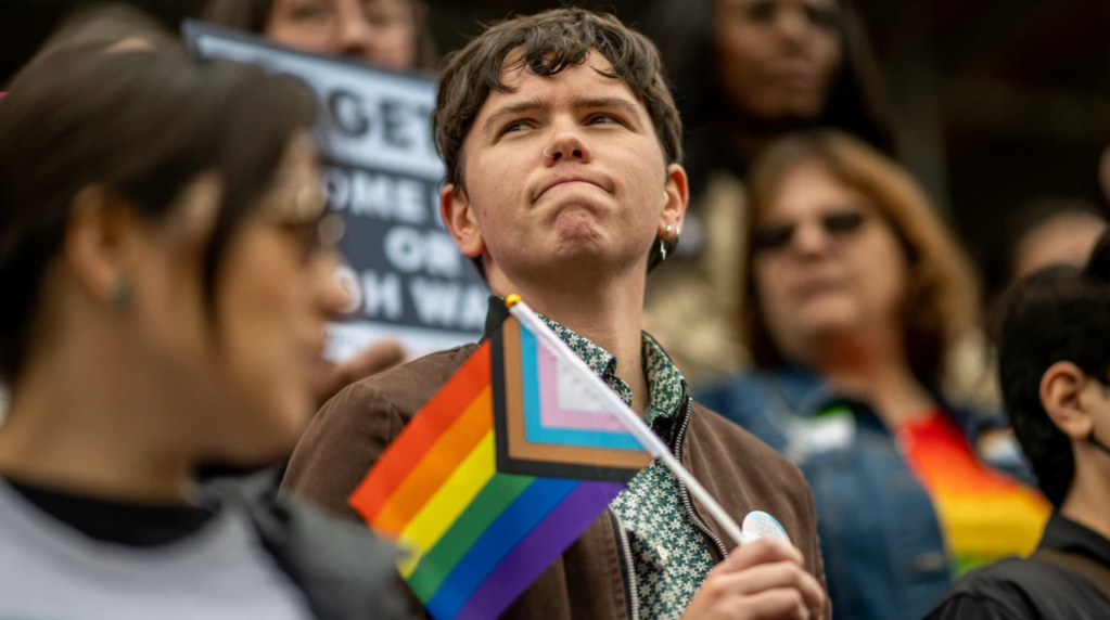 PEOPLE PROTEST DURING THE 'ALL IN FOR EQUALITY ADVOCACY DAY' DEMONSTRATION IN FRONT OF THE TEXAS STATE CAPITOL ON MARCH 20, 2023 IN AUSTIN, TEXAS.