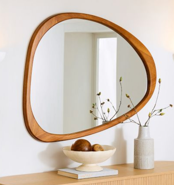 Mid-Century Asymmetrical Wood Wall Mirror