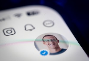 A smartphone screen displaying the Threads app with Mark Zuckerberg's profile photo