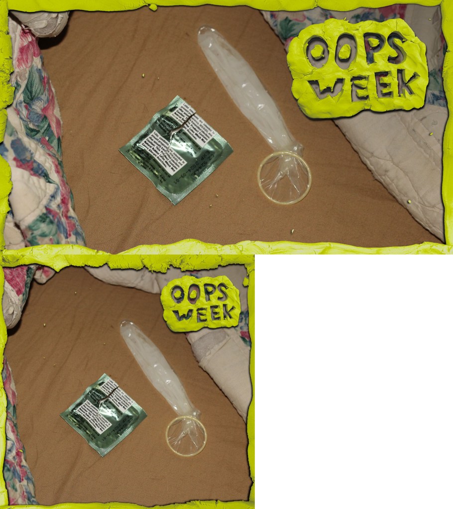 A broken condom and a condom wrapper