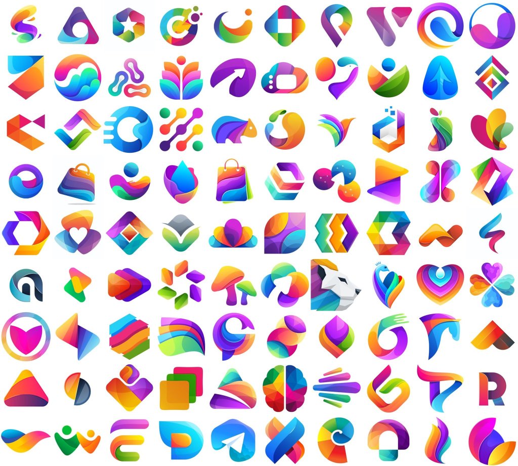 A collection of colorful avatar logos created in a similar style