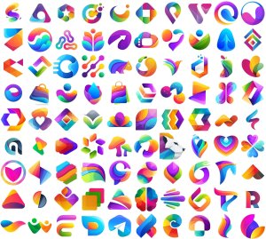 A collection of colorful avatar logos created in a similar style