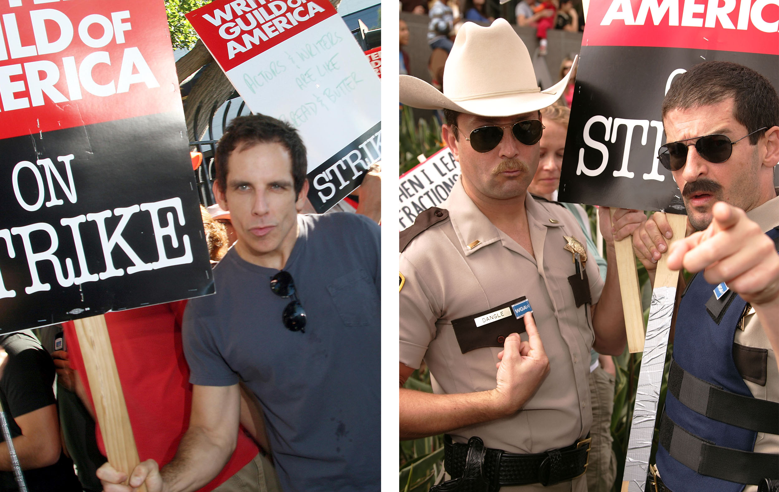 ben stiller zoolander face thomas lennon robert ben garant reno 911 actor protest hollywood strike 2007