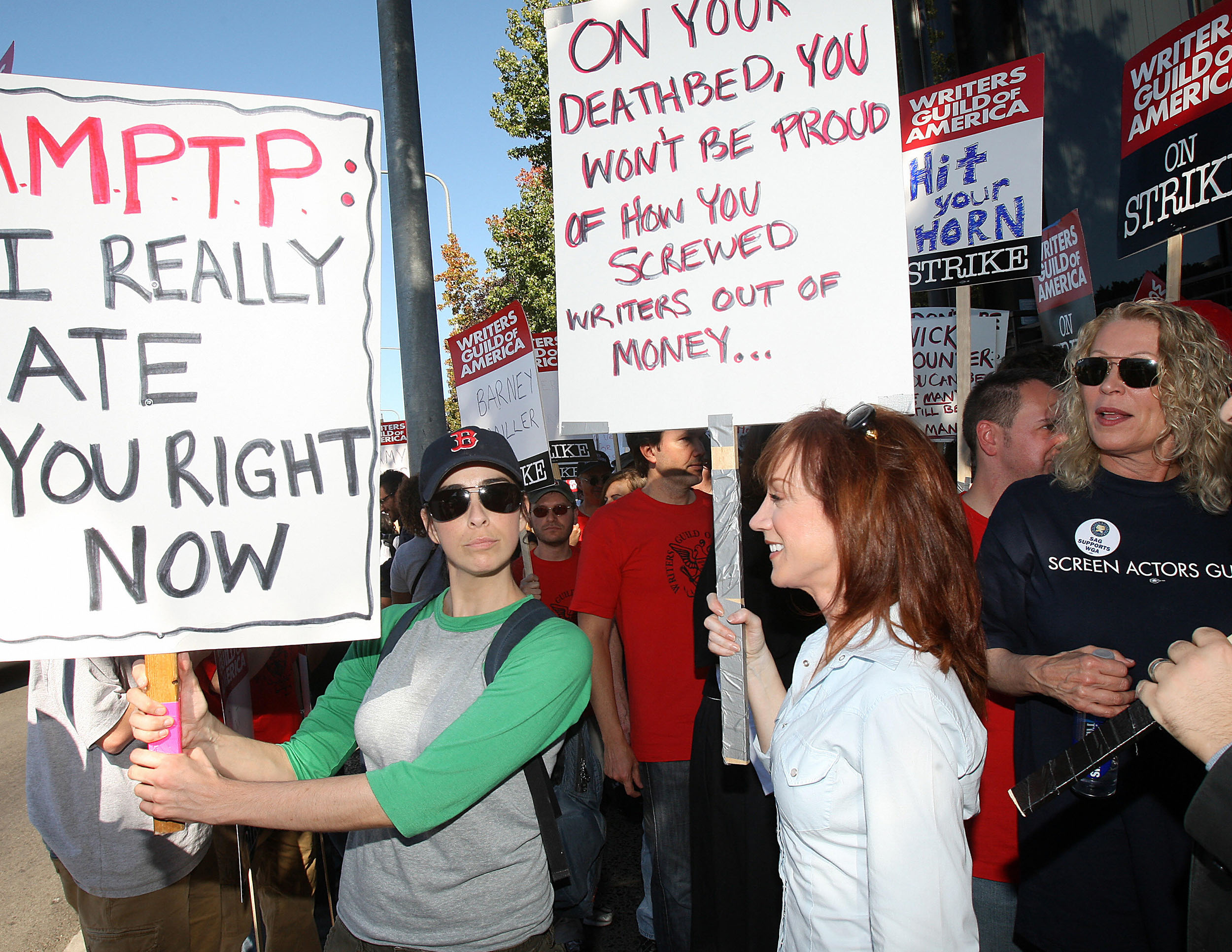 sarah silverman and kathy griffin actor protest hollywood strike 2007