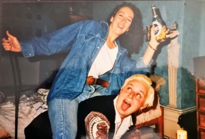 Paula Harrowing (bottom) with a friend in Hampstead, before a night out in Soho