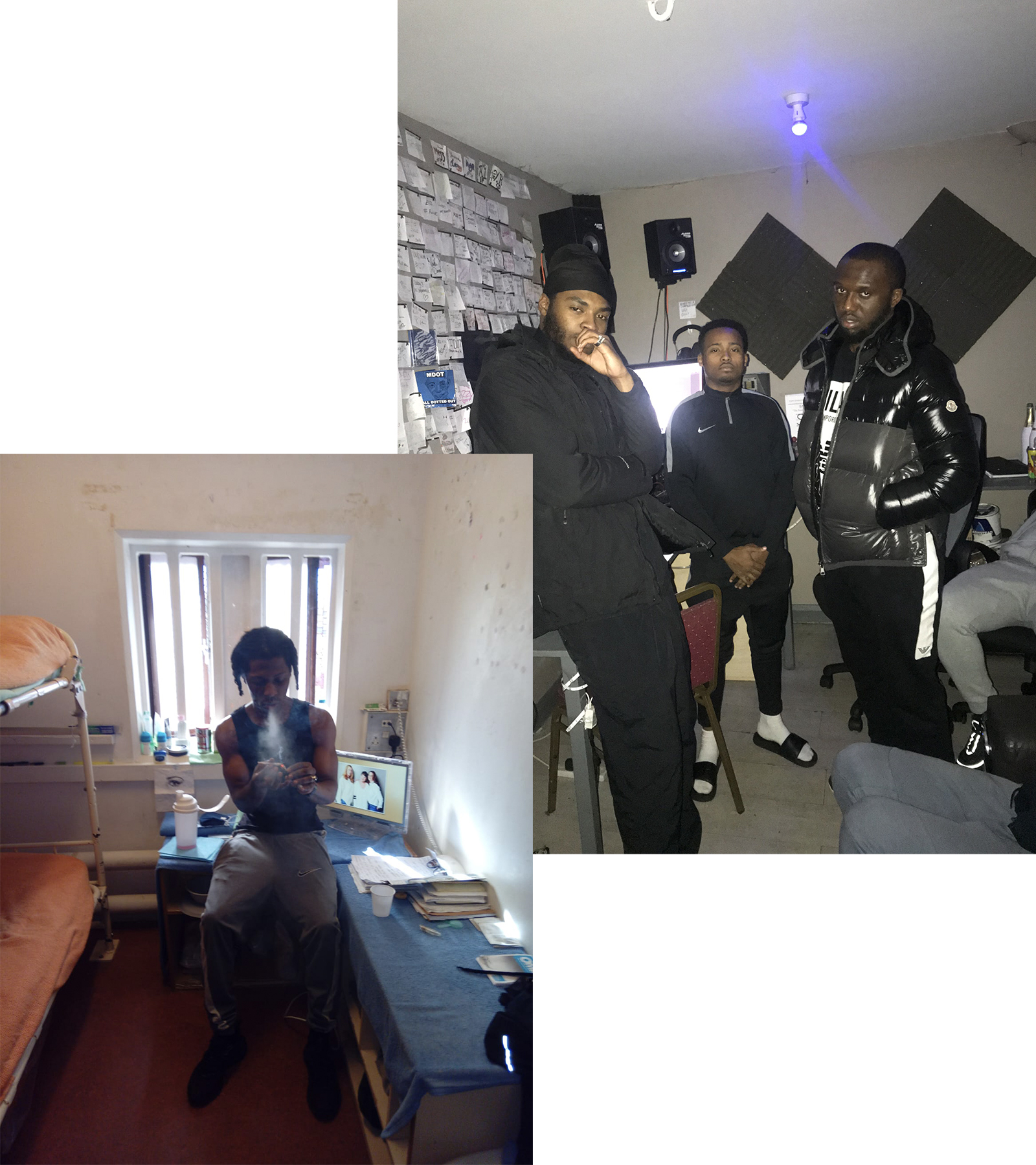 From top: Tweeko with Headie One; PS in prison