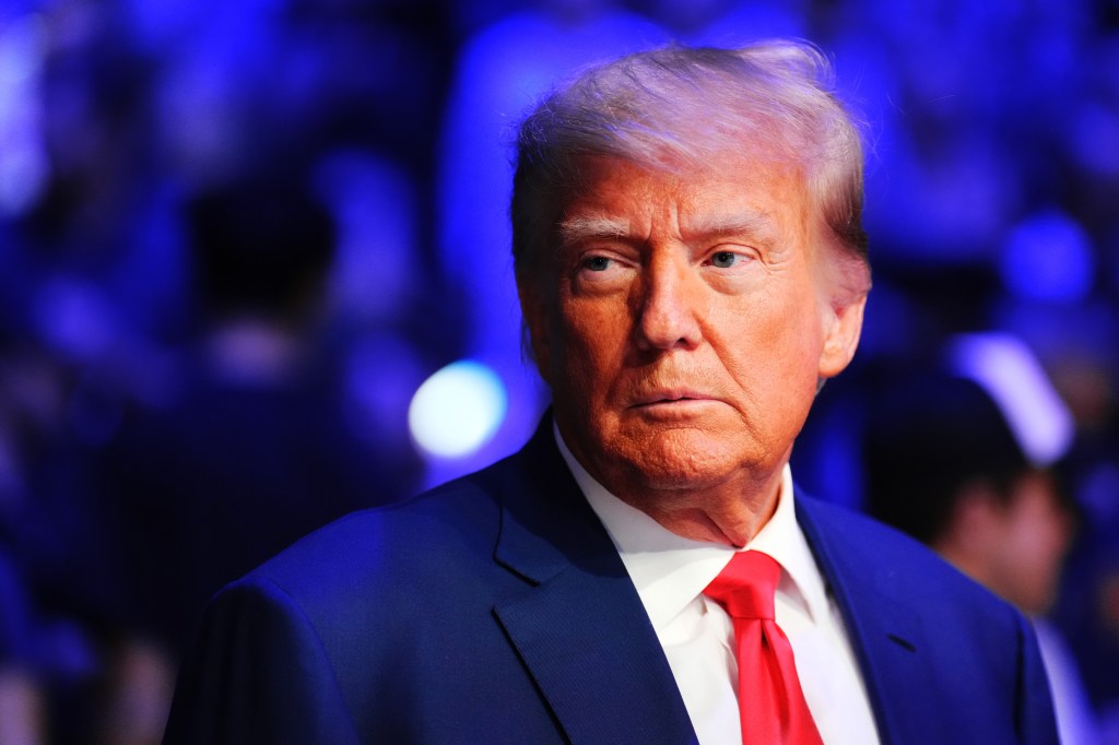 Former United States President Donald Trump attends the UFC 290 event at T-Mobile Arena on July 08, 2023 in Las Vegas, Nevada. (Chris Unger/Zuffa LLC via Getty Images)