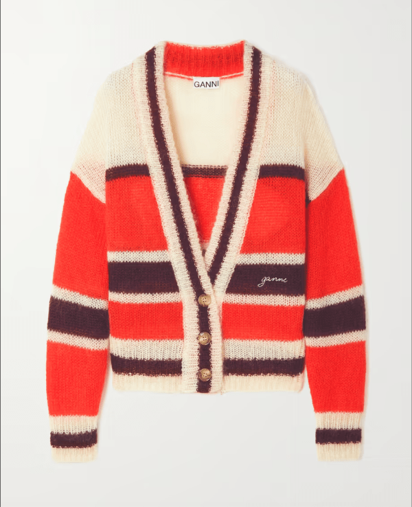 Striped Mohair-Blend Cardigan