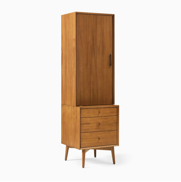 Mid-Century Narrow Hutch With Console