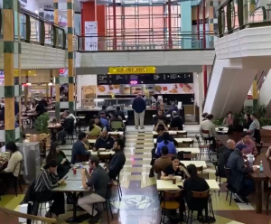 People in busy food court