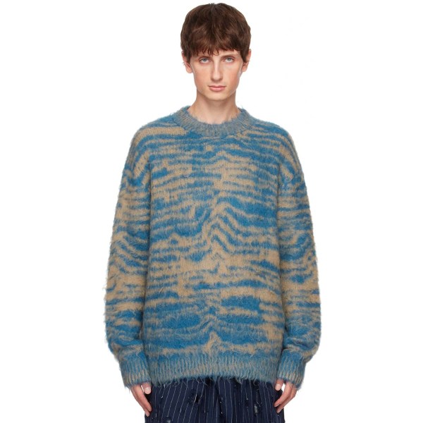 Acne Studios Blue & Beige Jacquard Sweater