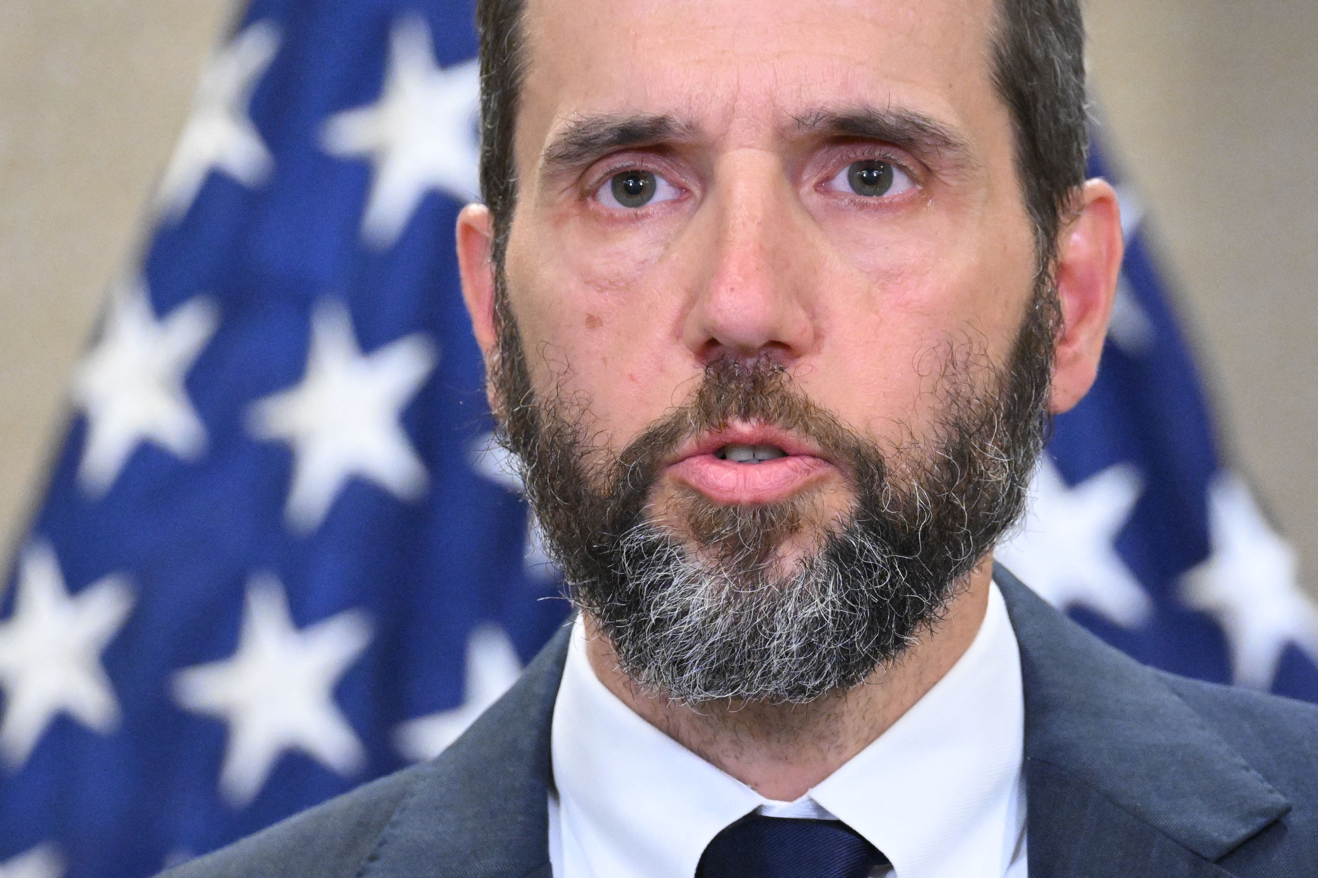 Special Counsel Jack Smith speaks to the press at the US Department of Justice in Washington, DC, on June 9, 2023, announcing the unsealing of the indictment against former US President Donald Trump. (MANDEL NGAN/AFP via Getty Images)