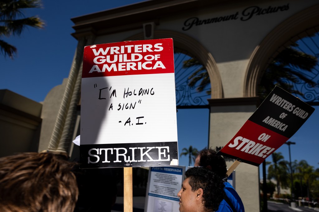 writers guild strike sign