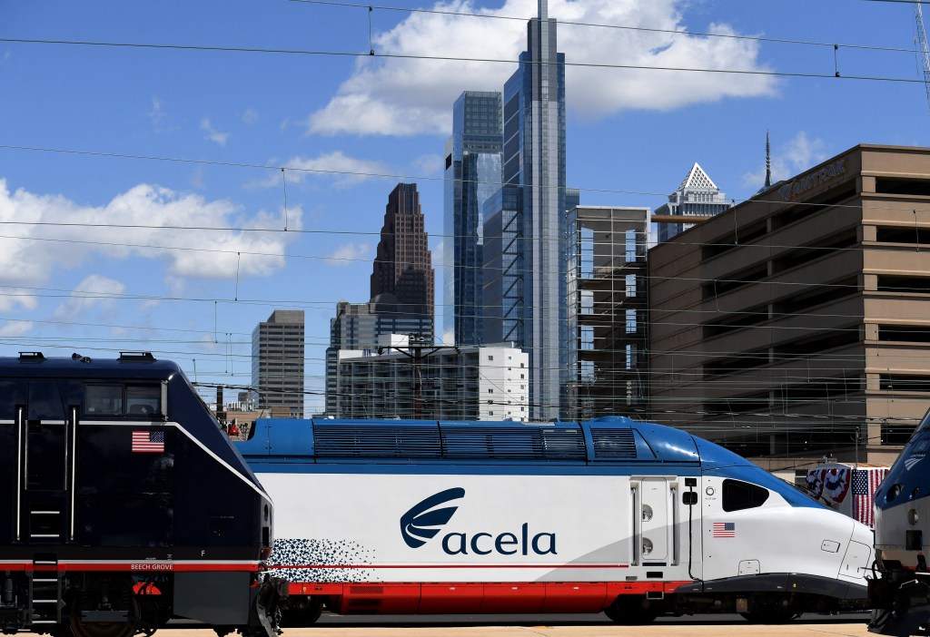 New Amtrak Acela fleet sitting on the tracks in Philadelphia three years ago.