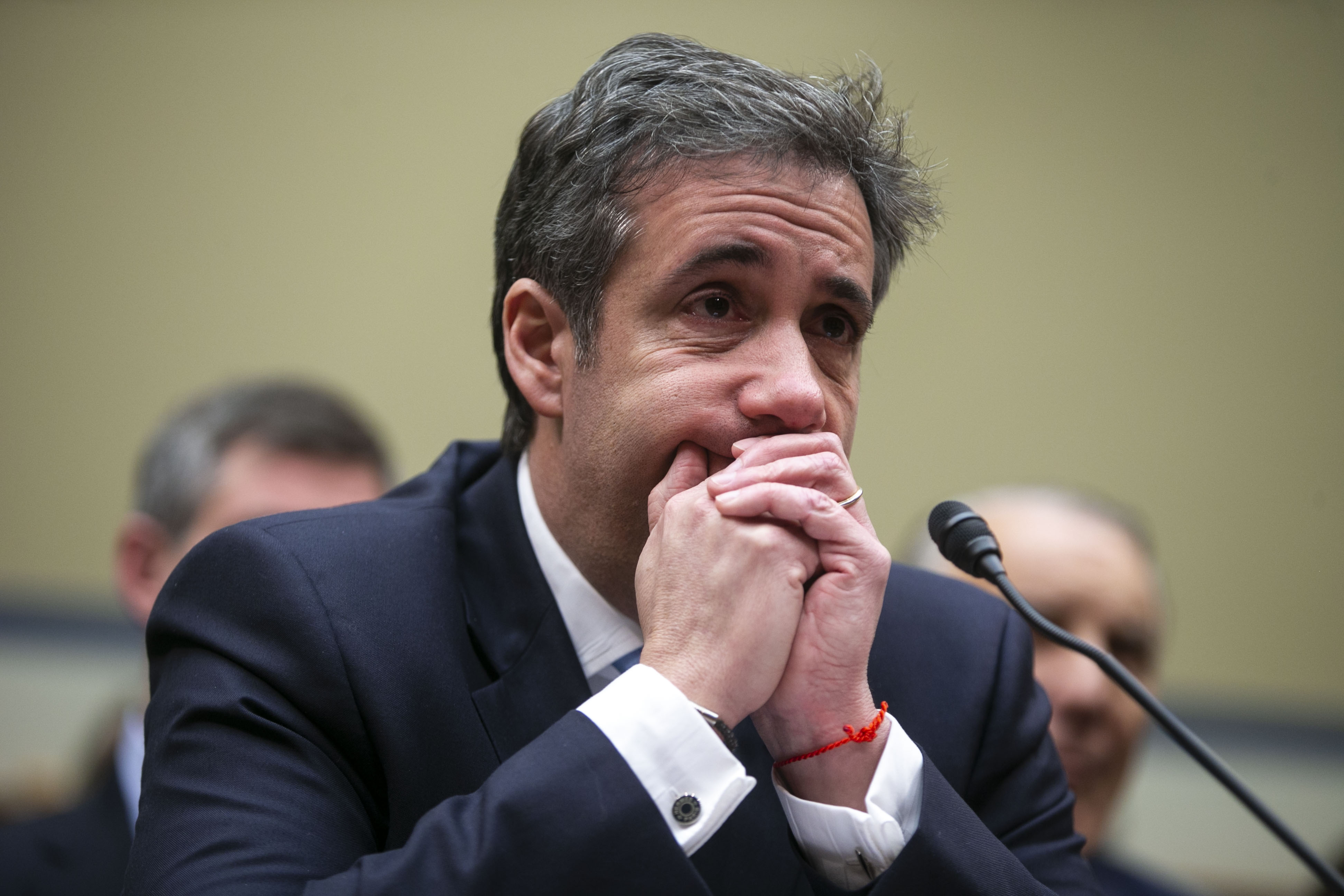 Michael Cohen listens to closing statements during a House Oversight Committee hearing in Washington, D.C., U.S., on Wednesday, Feb. 27, 2019. (Al Drago/Bloomberg via Getty Images)