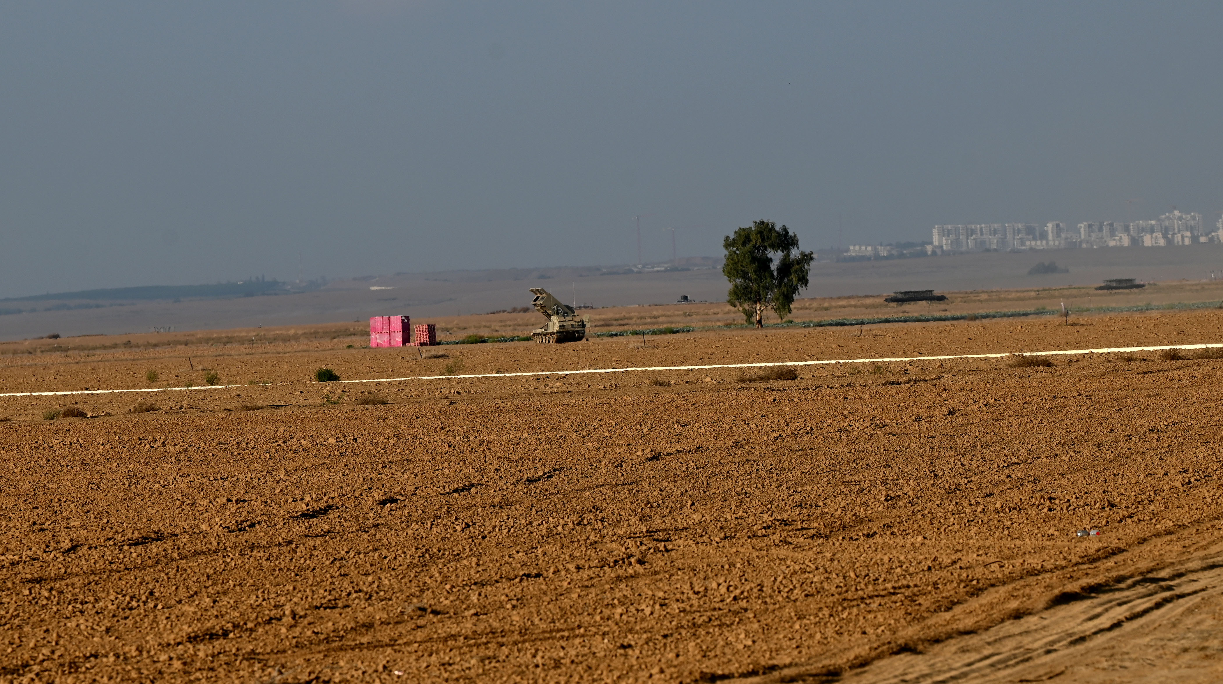 An IDF Iron Dome anti-rocket battery outside Gaza City. Thousands of rockets fired from Gaza in the last week have tested the generally effective system.