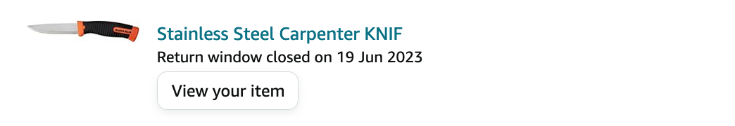 A screenshot of an Amazon listing of a stainless steel carpenter knife.