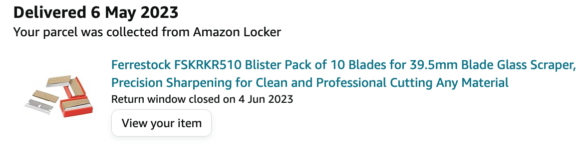 A screenshot of an Amazon listing of loose blades.