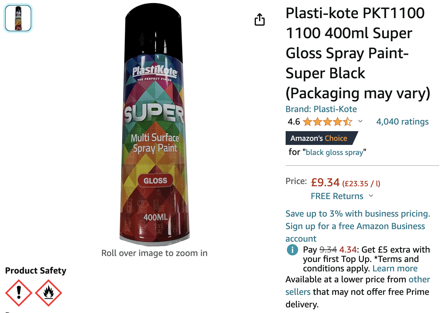 A screenshot of an Amazon listing of a spray paint can.