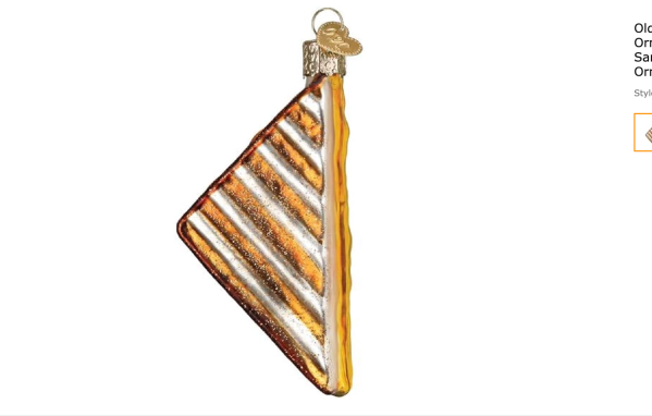 Grilled Cheese Sandwich Glass Blown Ornament