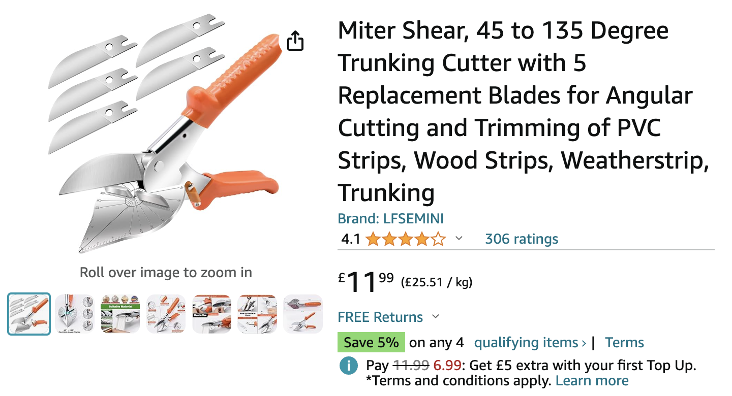 A screenshot of an Amazon listing of replacement blades for an angular cutter.