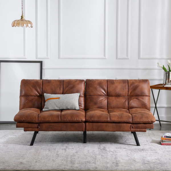 Convertible Faux Leather Futon