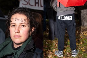 Foto's van het protest tegen de rentestijging op stude