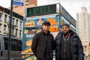 Mohamed Hussein (L) and his employer Islam Moustafa (R) said their food cart was repeatedly harassed by a man, since identified as former White House Stuart Seldowitz.