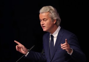 Geert Wilders, leader of the Dutch PVV political party, speaks at a conference of European right-wing parties on January 21, 2017 in Koblenz, Germany.