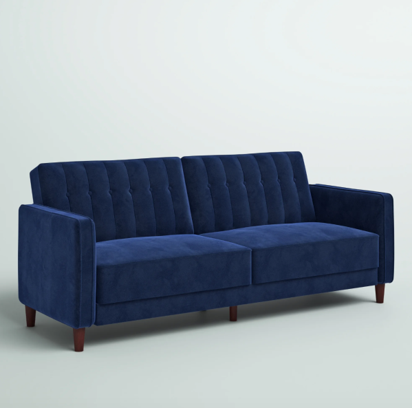 Perdue 81.5" Velvet Square Arm Convertible Sofa