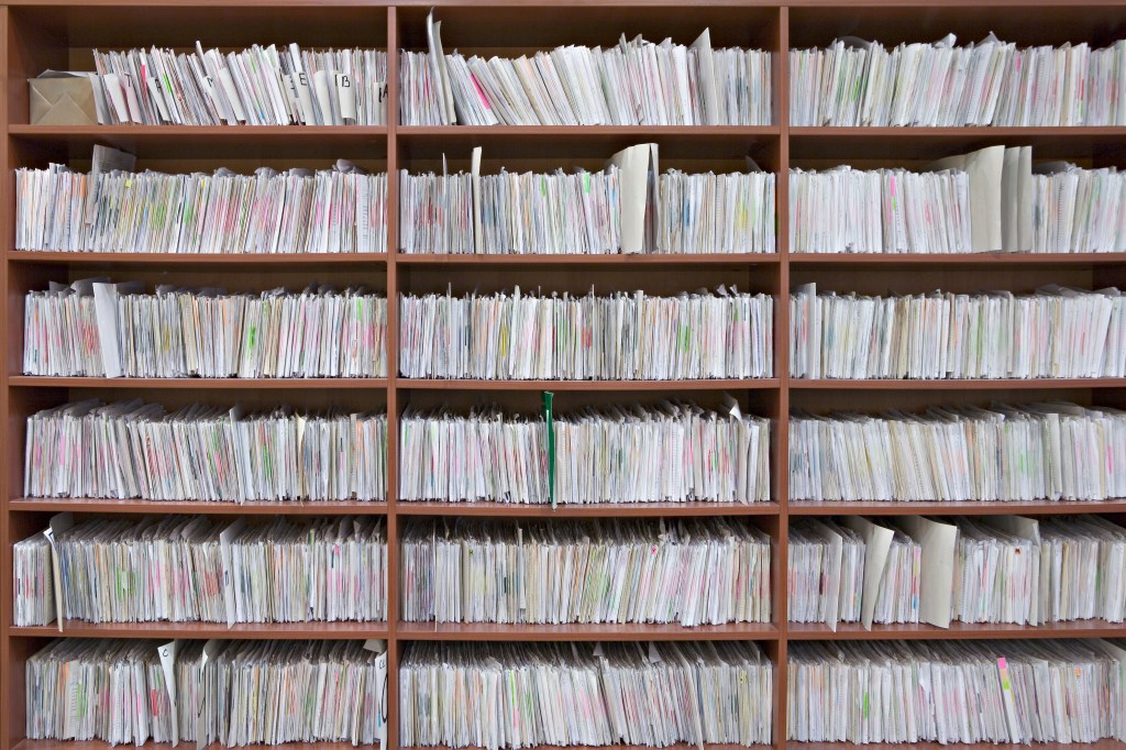 Shelves of files