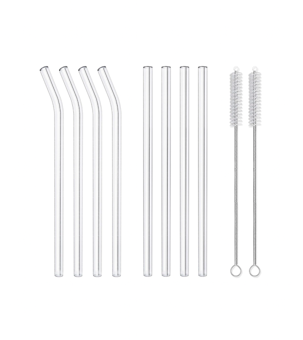 8 Pack Reusable Glass Drinking Straws